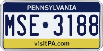 PA license plate MSE3188