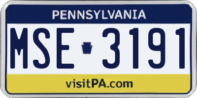 PA license plate MSE3191