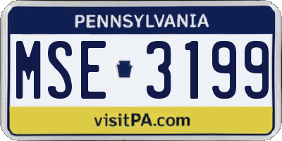 PA license plate MSE3199