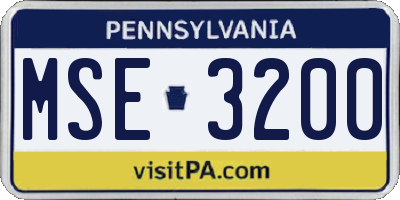 PA license plate MSE3200