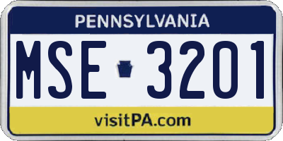 PA license plate MSE3201
