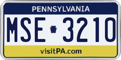PA license plate MSE3210