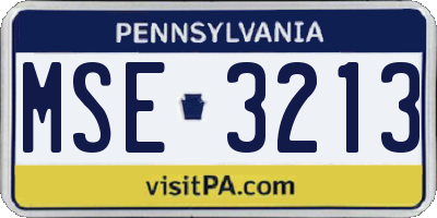 PA license plate MSE3213