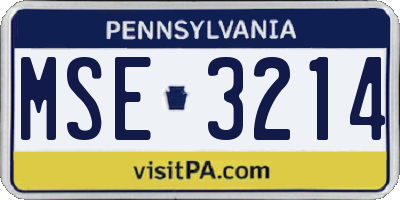 PA license plate MSE3214