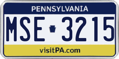 PA license plate MSE3215