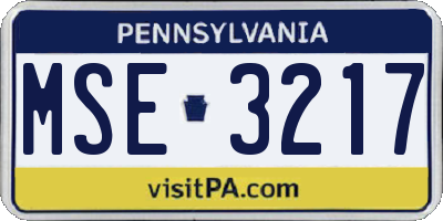 PA license plate MSE3217