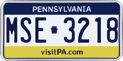 PA license plate MSE3218