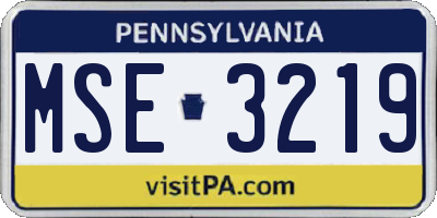 PA license plate MSE3219