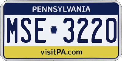 PA license plate MSE3220