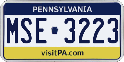 PA license plate MSE3223