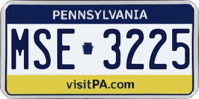 PA license plate MSE3225