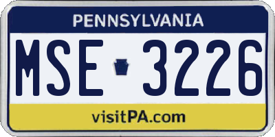 PA license plate MSE3226