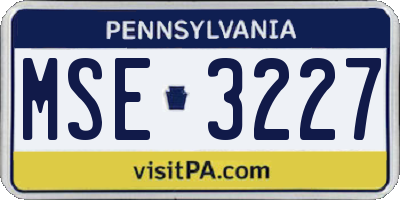 PA license plate MSE3227