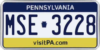 PA license plate MSE3228