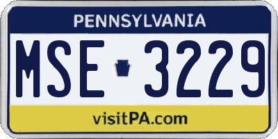 PA license plate MSE3229