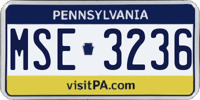 PA license plate MSE3236
