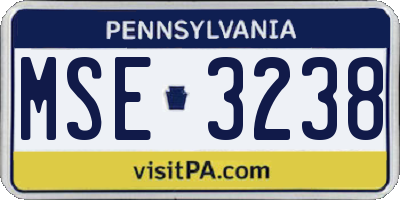 PA license plate MSE3238
