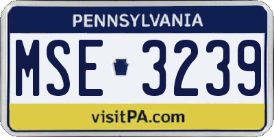 PA license plate MSE3239