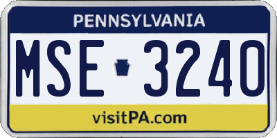 PA license plate MSE3240
