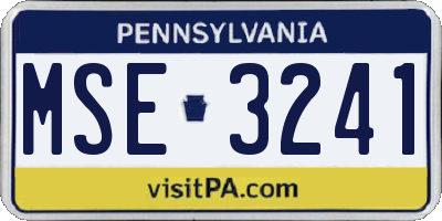 PA license plate MSE3241