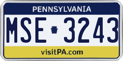 PA license plate MSE3243