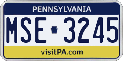 PA license plate MSE3245