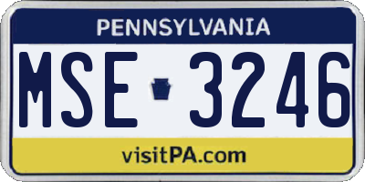 PA license plate MSE3246