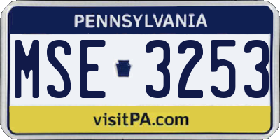 PA license plate MSE3253