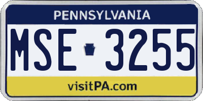 PA license plate MSE3255