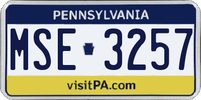PA license plate MSE3257