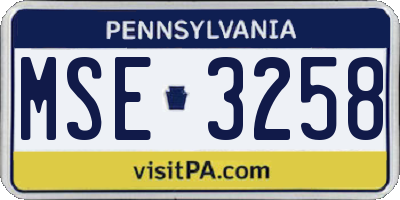 PA license plate MSE3258