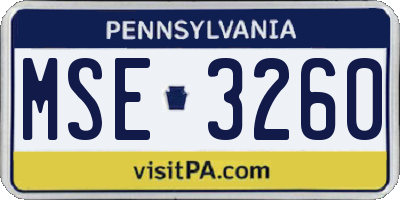 PA license plate MSE3260
