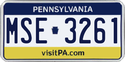 PA license plate MSE3261