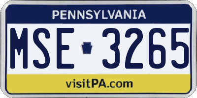 PA license plate MSE3265