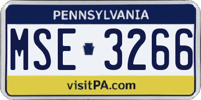 PA license plate MSE3266