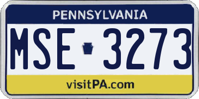 PA license plate MSE3273