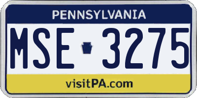 PA license plate MSE3275