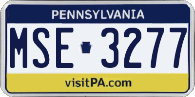PA license plate MSE3277