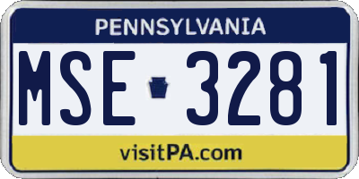 PA license plate MSE3281
