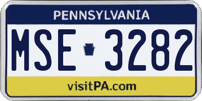 PA license plate MSE3282