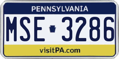 PA license plate MSE3286