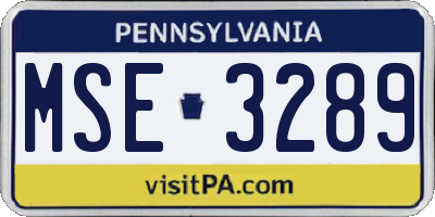 PA license plate MSE3289