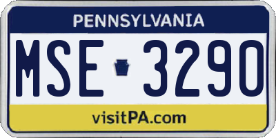 PA license plate MSE3290