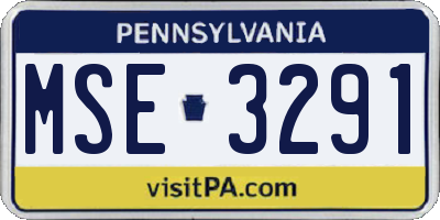 PA license plate MSE3291