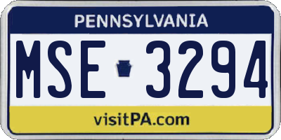 PA license plate MSE3294