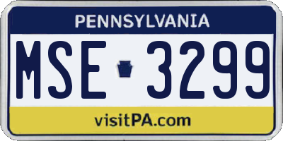 PA license plate MSE3299