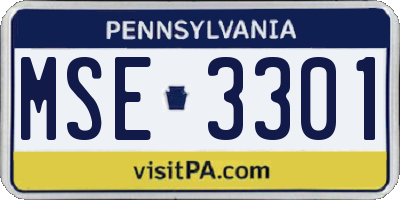 PA license plate MSE3301