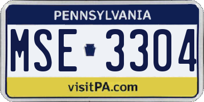 PA license plate MSE3304