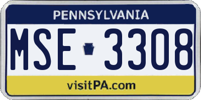 PA license plate MSE3308