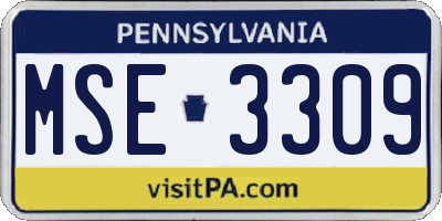 PA license plate MSE3309